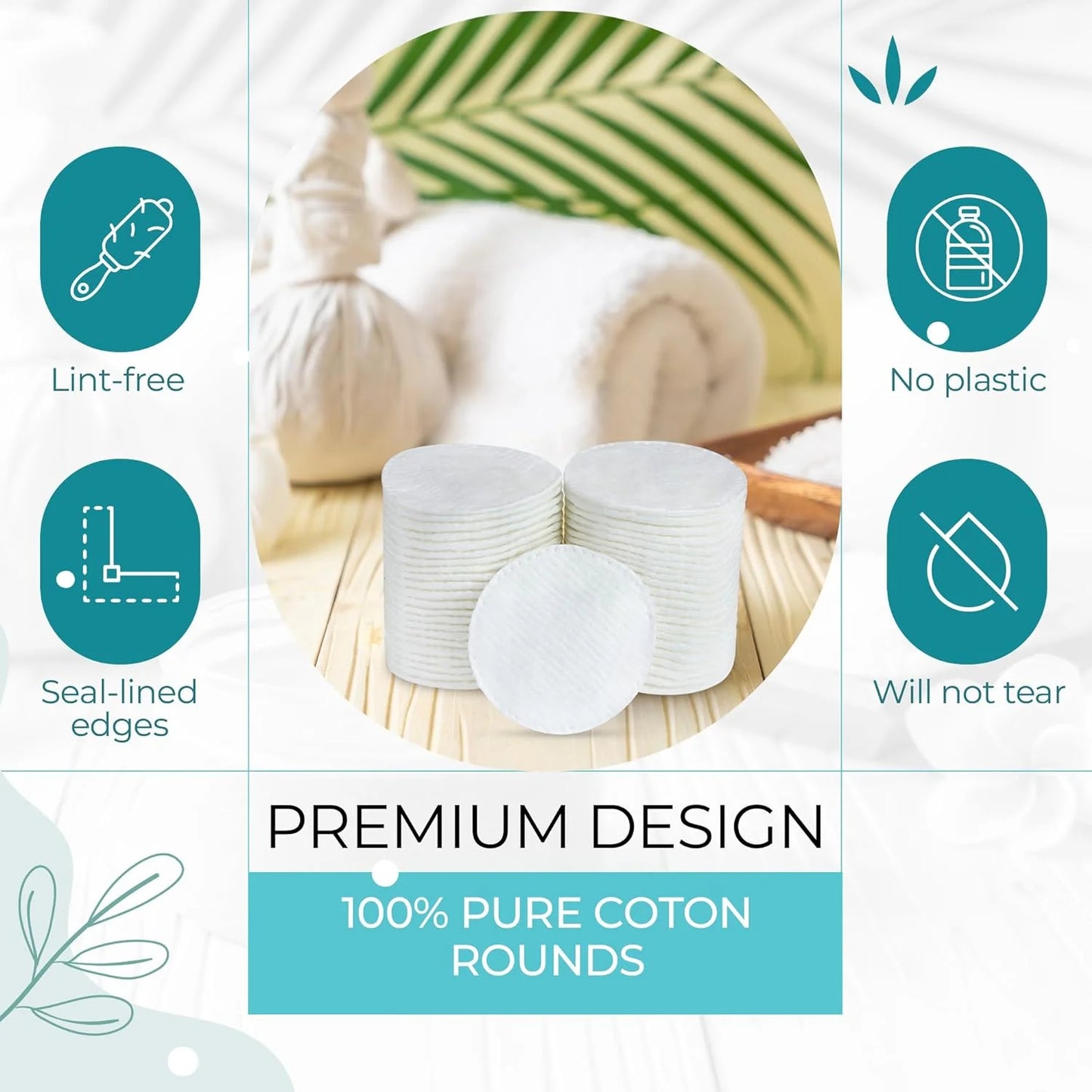 Premium Cotton Rounds, Gentle Natural Hypoallergenic 400 Count