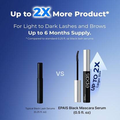 Eyelash Black Tinted Serum, 2-In-1 Lash Growth Enhancer and Tinting Treatment, 7 Peptides and Biotin Formula for Longer Thicker Lashes, Charcoal-Based Black Food Complex, Korean Lash Care