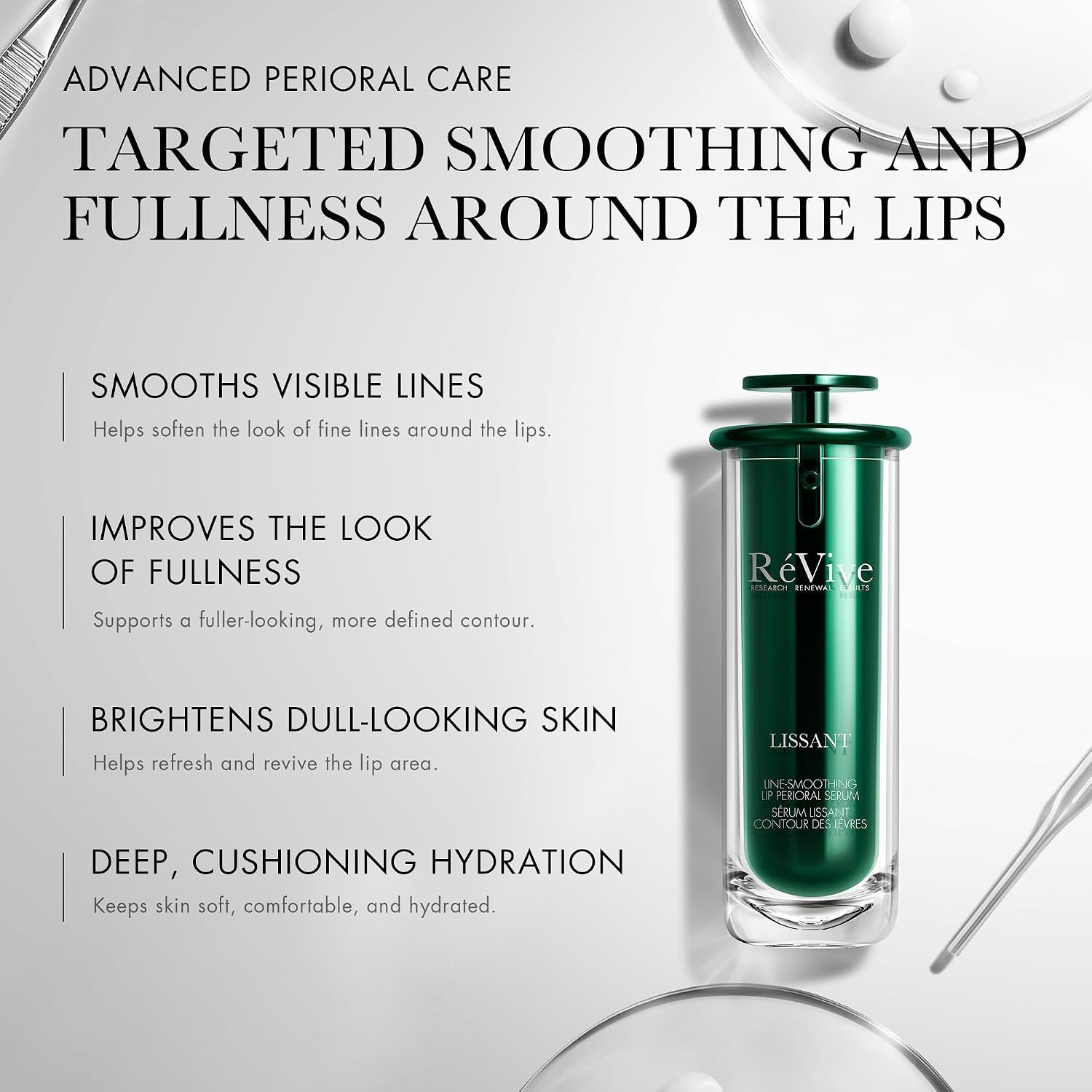 Lissant Line-Smoothing Lip Perioral Serum, Advanced Anti-Aging Lip Serum for Wrinkles & Fine Lines, Firming, Smoothing & Brightening, with RV Firming & Volumizing Peptides, 15Ml / 0.5 Fl Oz
