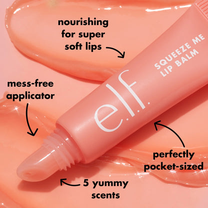E.L.F. Squeeze Me Lip Balm in Peach - Hydrating & Nourishing Tint, 0.21 Oz