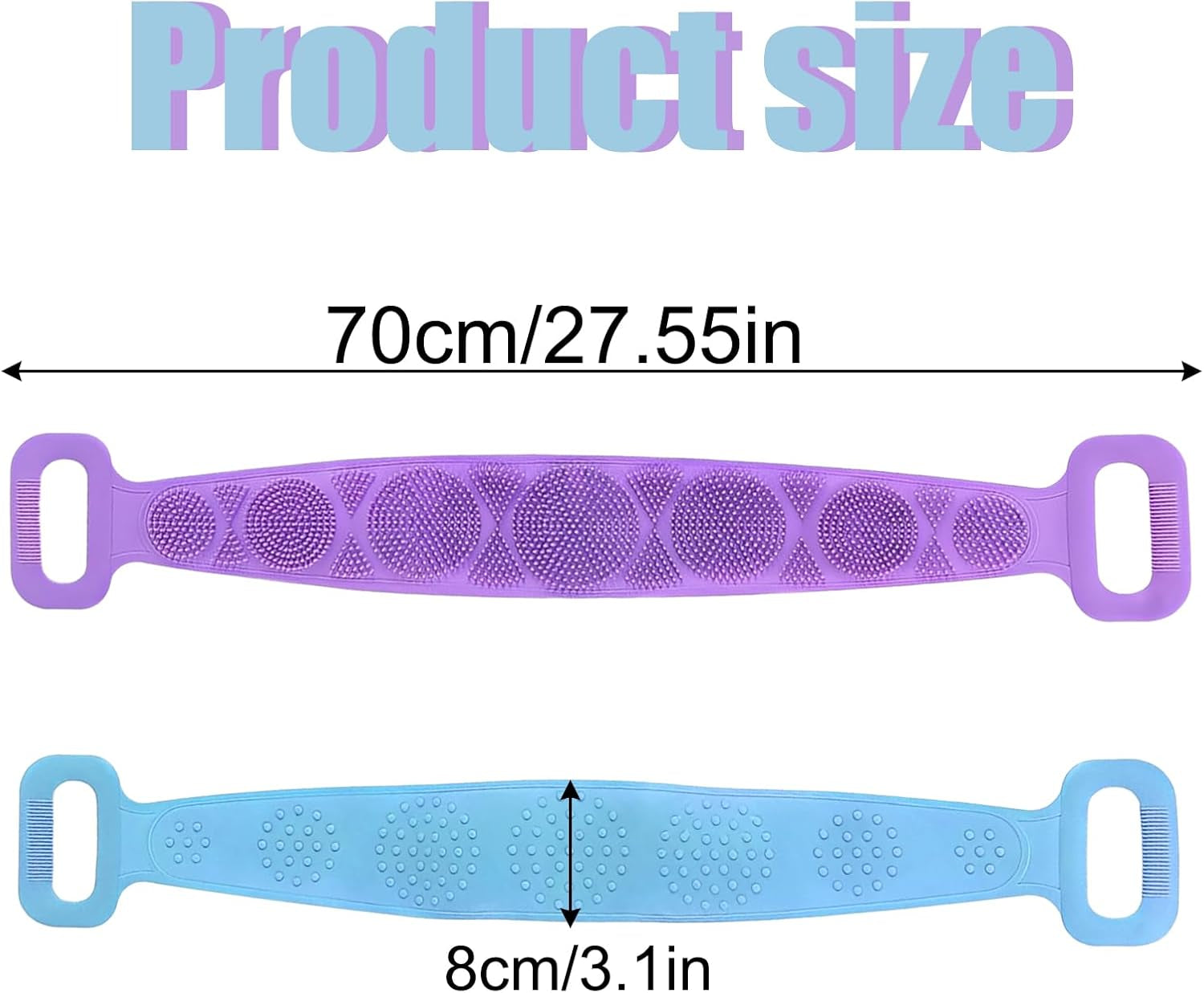 Silicone Body Scrubber for Shower,Silicone Back Body Scrubber with Handle,27.5 Inch Exfoliating Deep Clean Bath Body Brush Scrubber for Men and Women-2 PCS