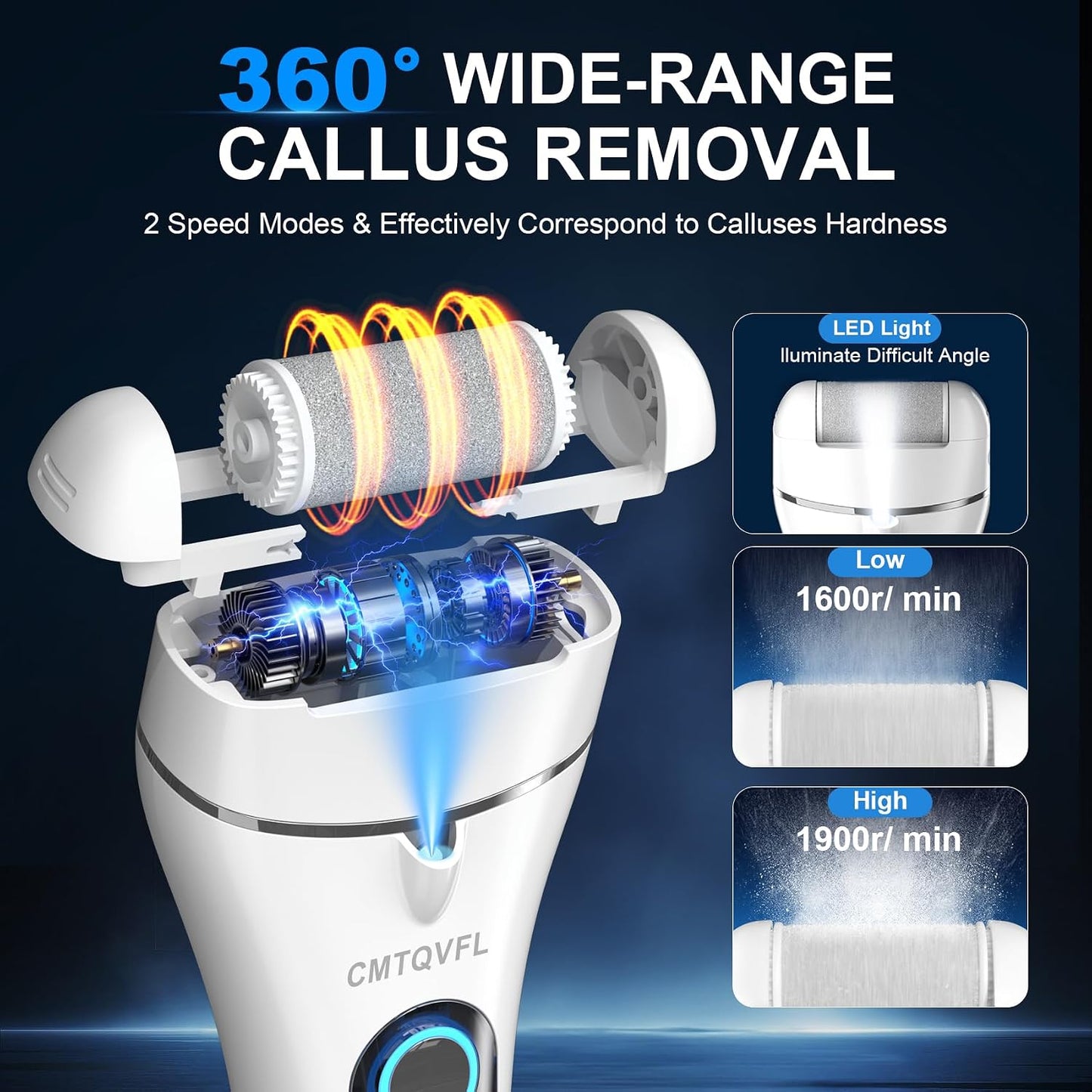 9.0 Upgrade Electric Foot Callus Remover  -【Removes 99.99% of Calluses in 2 Minutes】Professional Foot Callus Remover IPX7 Waterproof Electric Callus Remover for Feet Hard Care Dead Cracked Skin