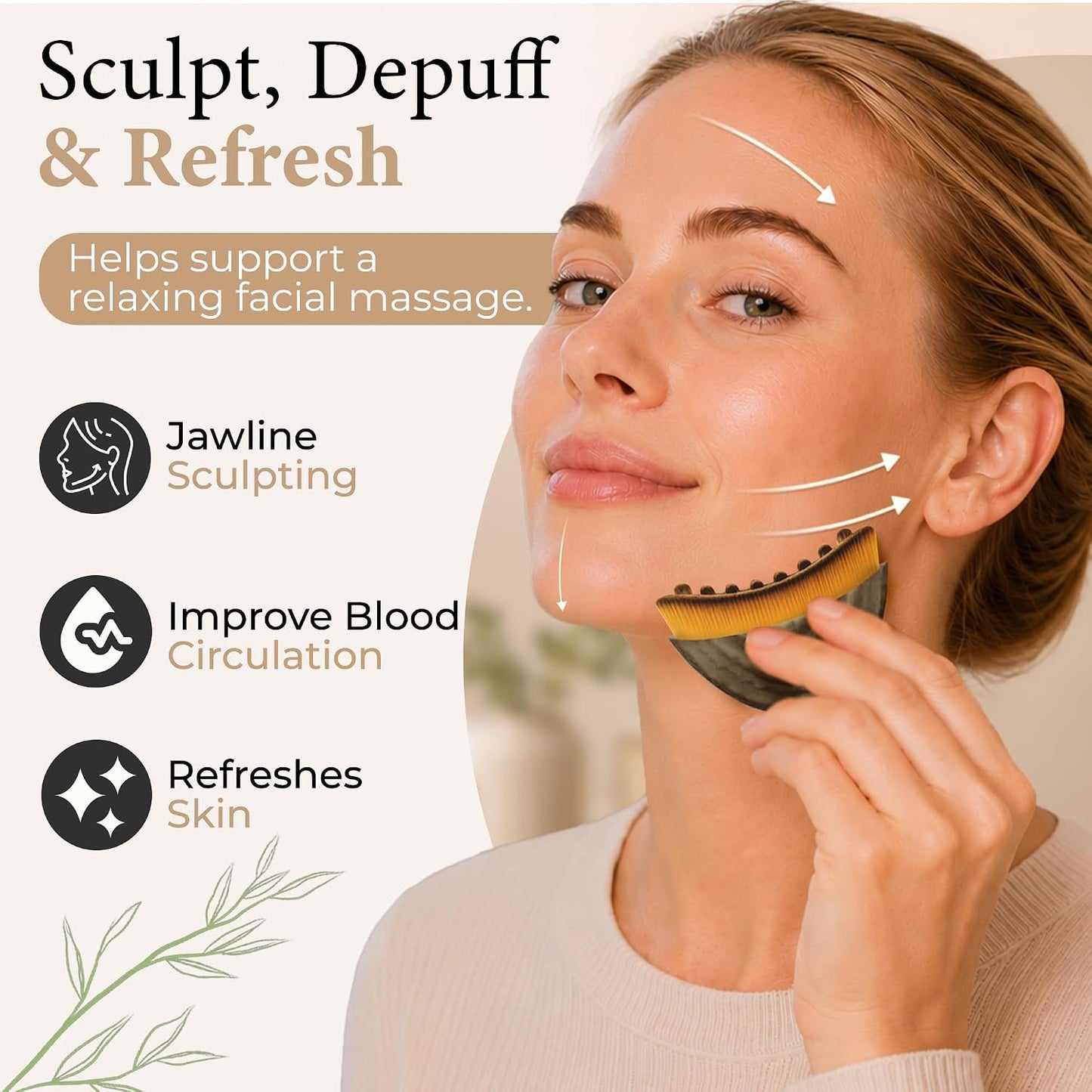 Lymphatic Contour Face Brush, Facial Brush for Lymphatic Drainage, Dry Lymphatic Massage Brush, Face Sculpting Brush, Lymphatic Drainage Massager, Contour Face Brush, Face Depuffer, Facial Tool