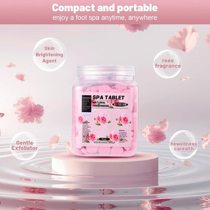 Spa Foot Bath Pedicure Tablets ,Pedicure Foot Spa Supplies,Natural & Refreshing, Relieve Fatigue, Quickly Dissolve & Remove Dead Skin, Rose Fragrance, 350-Count