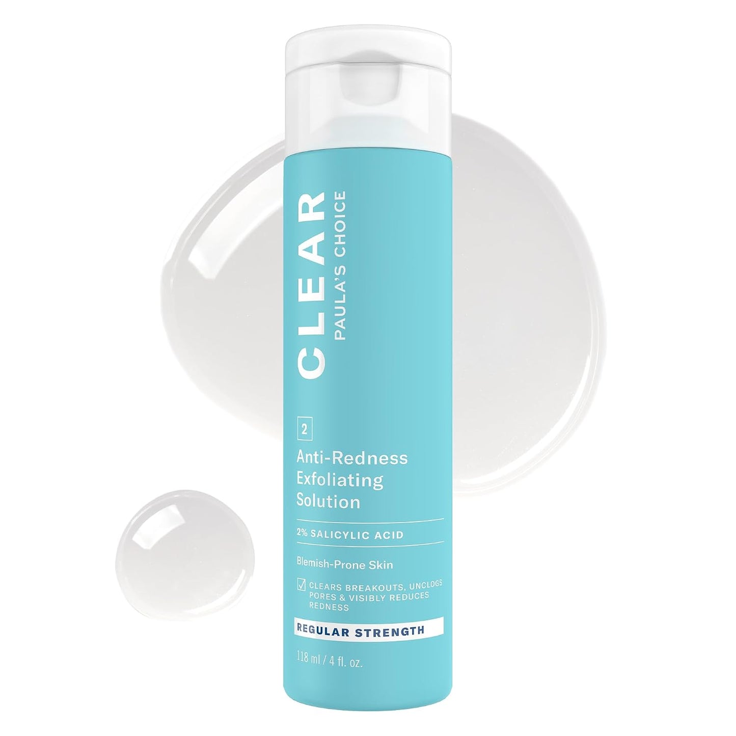 Paula'S Choice CLEAR Anti-Redness Exfoliating Solution, 2% Salicylic Acid Liquid Exfoliant for Face, Face Exfoliant for Mild to Severe Acne & Breakouts, Blackheads and Clogged Pores, Fragrance-Free