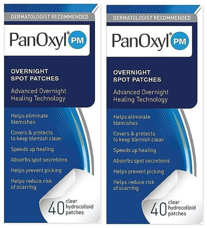 PM Overnight Spot Patches, Advanced Hydrocolloid Healing Technology, Fragrance Free, 40 Count - Pack of 2