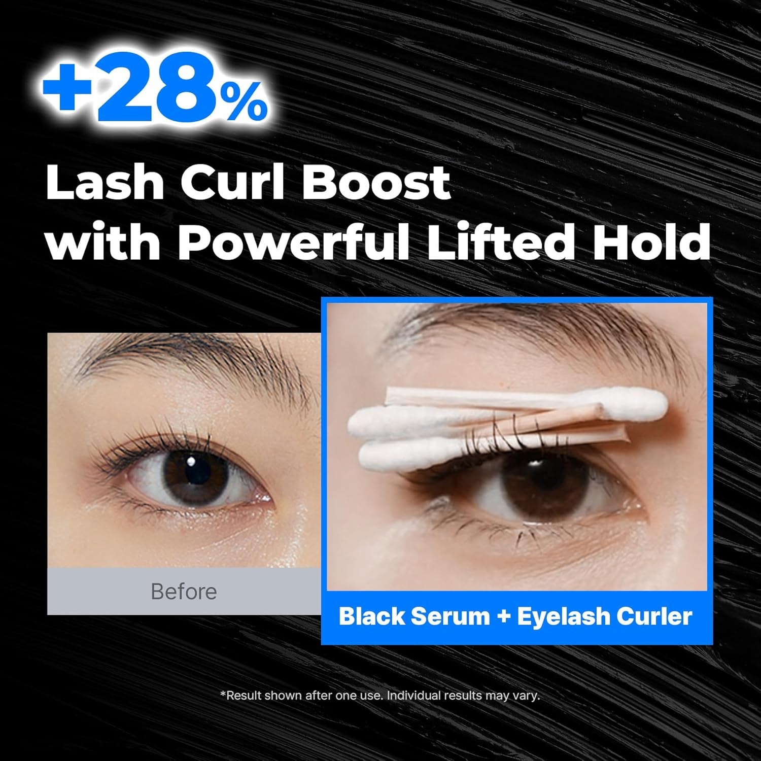 Eyelash Black Tinted Serum, 2-In-1 Lash Growth Enhancer and Tinting Treatment, 7 Peptides and Biotin Formula for Longer Thicker Lashes, Charcoal-Based Black Food Complex, Korean Lash Care