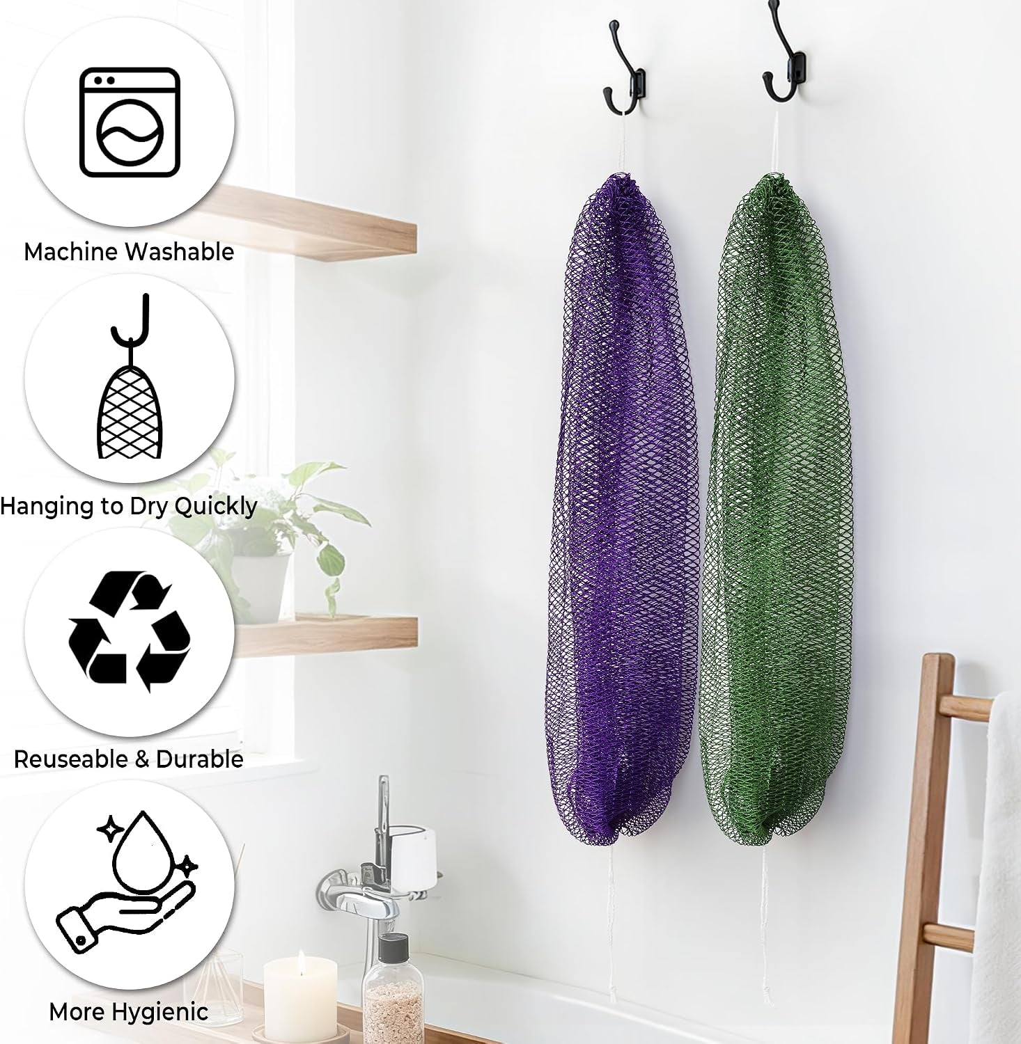 African Net Sponge Authentic - Exfoliating Back Scrub Bath Sponge with Knots - Afro Scrub Body Scrubber Exfoliator Washcloth - African Body Care Daily Use Shower Essentials