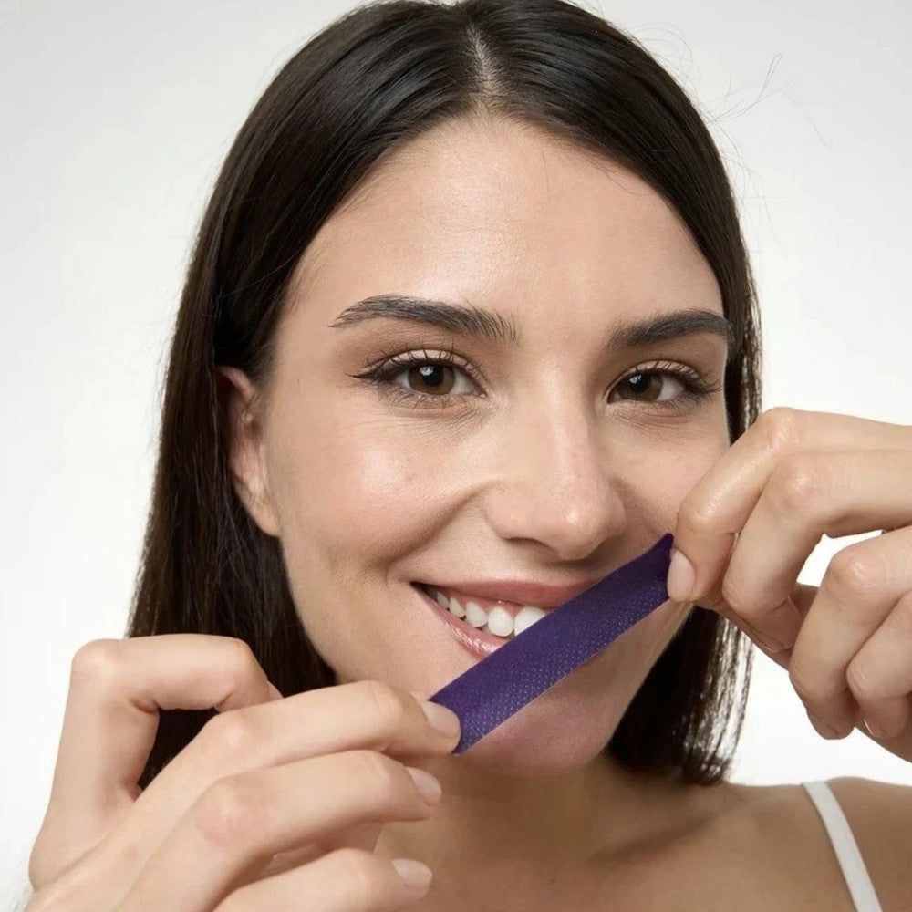 Experience a Brighter Smile with DR.DENT Purple Teeth Whitening Strips - 14 Easy-to-Use, Peroxide Free Strips