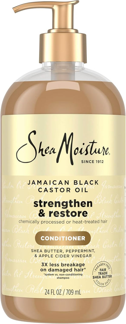 Shea Moisture Strengthen & Restore Conditioner Jamaican Black Castor Oil for Damaged Hair Paraben-Free 24 Fl Oz