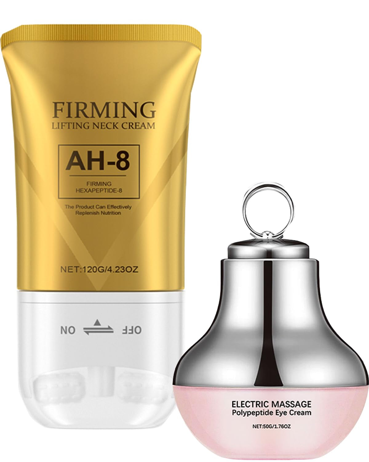 AH-8 Neck and Eye Cream Set with Electric Massage Tightening, Anti-Wrinkle Treatment with Red Light, Deep Moisturizer Bundle Care (Neck and Eye Cream)