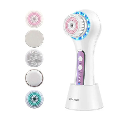 Electric Face Scrubber Exfoliator Facial Cleansing Brush with 5 Brush Heads for Skin Care Exfoliating Massager Deep Cleansing