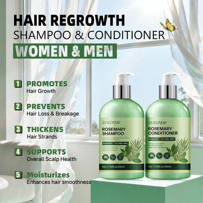 Rosemary Hair Growth Shampoo and Conditioner Set: Thickness & anti Hair Loss Shampoo and Conditioner with Tea Tree Oil Mint Biotin – Strengthening Formula for Men & Women, Thinning & Damaged Hair Care
