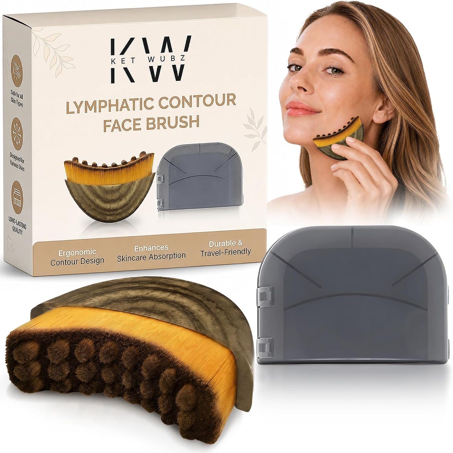 Lymphatic Contour Face Brush, Facial Brush for Lymphatic Drainage, Dry Lymphatic Massage Brush, Face Sculpting Brush, Lymphatic Drainage Massager, Contour Face Brush, Face Depuffer, Facial Tool