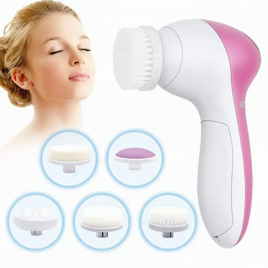 Electric Facial Cleaner 5 in 1 Face Cleansing Brush Wash Machine Spa Skin Care Massager Blackhead Cleaning Facial Cleanser Tools