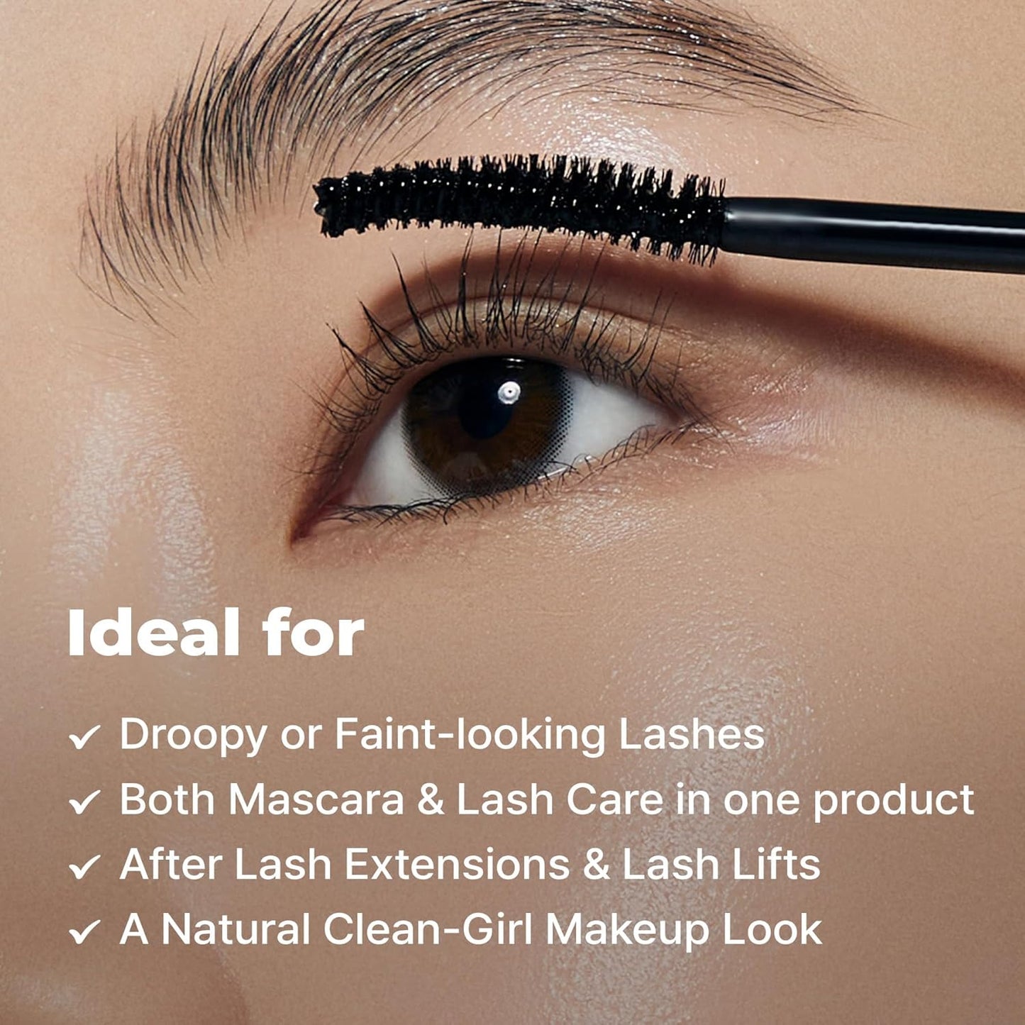 Eyelash Black Tinted Serum, 2-In-1 Lash Growth Enhancer and Tinting Treatment, 7 Peptides and Biotin Formula for Longer Thicker Lashes, Charcoal-Based Black Food Complex, Korean Lash Care