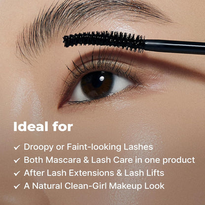 Eyelash Black Tinted Serum, 2-In-1 Lash Growth Enhancer and Tinting Treatment, 7 Peptides and Biotin Formula for Longer Thicker Lashes, Charcoal-Based Black Food Complex, Korean Lash Care