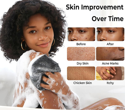 African Net Sponge Authentic - Exfoliating Back Scrub Bath Sponge with Knots - Afro Scrub Body Scrubber Exfoliator Washcloth - African Body Care Daily Use Shower Essentials