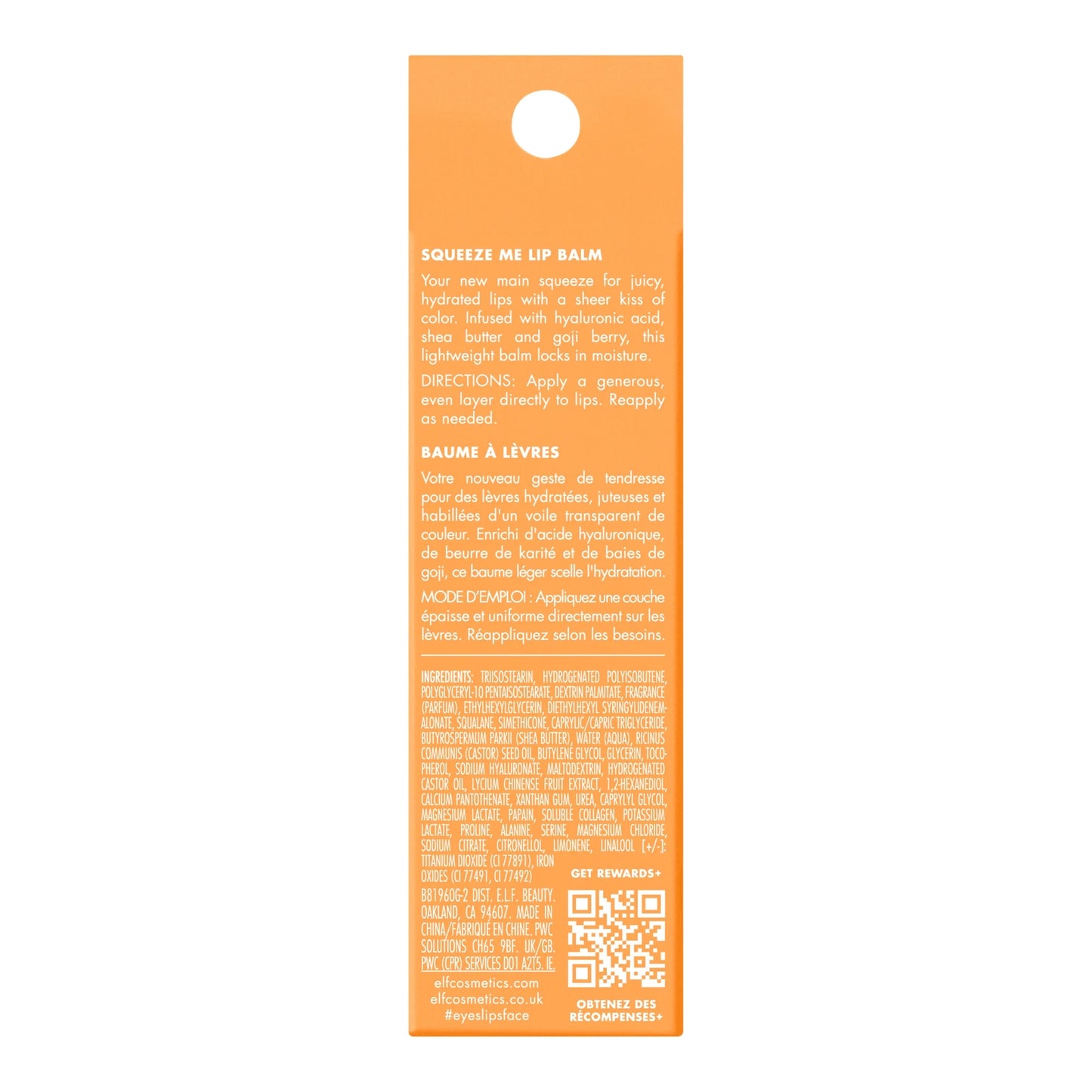 E.L.F. Squeeze Me Lip Balm in Peach - Hydrating & Nourishing Tint, 0.21 Oz