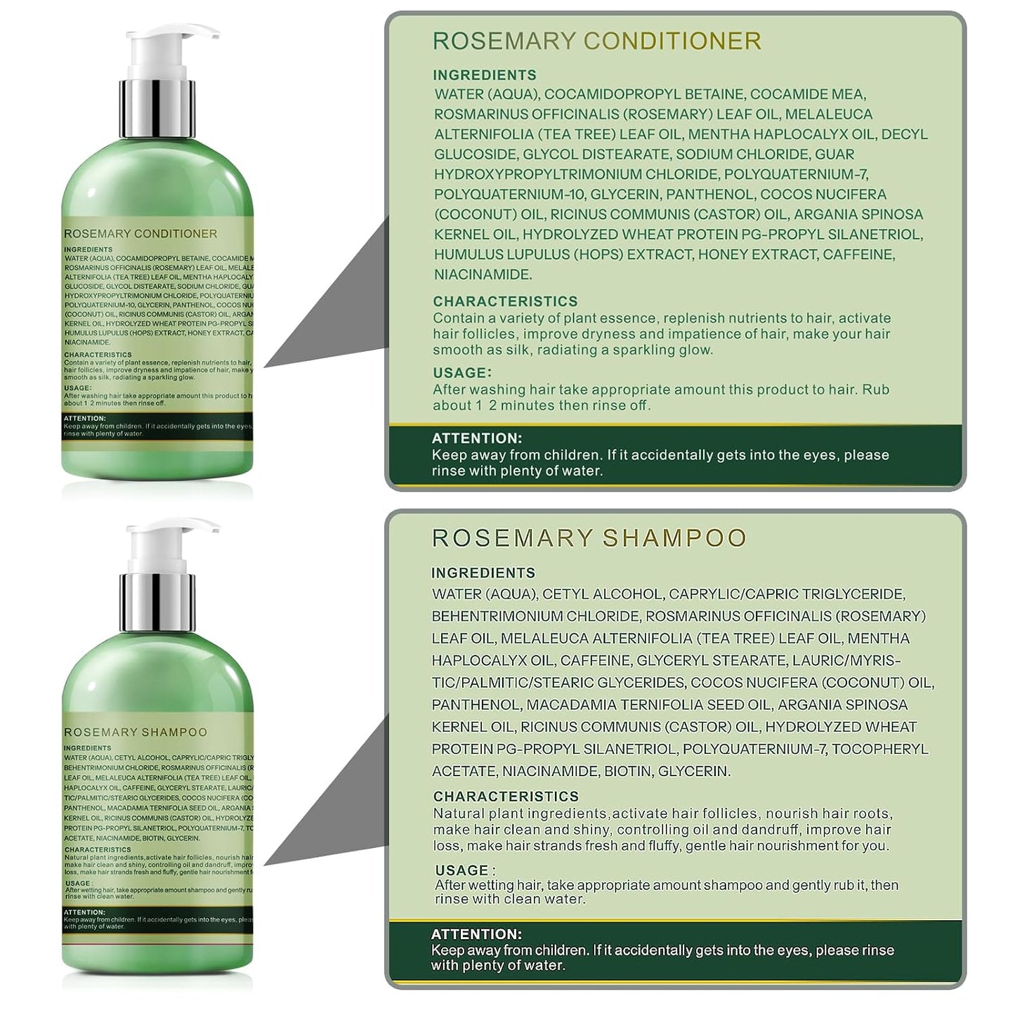 Rosemary Hair Growth Shampoo and Conditioner Set: Thickness & anti Hair Loss Shampoo and Conditioner with Tea Tree Oil Mint Biotin – Strengthening Formula for Men & Women, Thinning & Damaged Hair Care