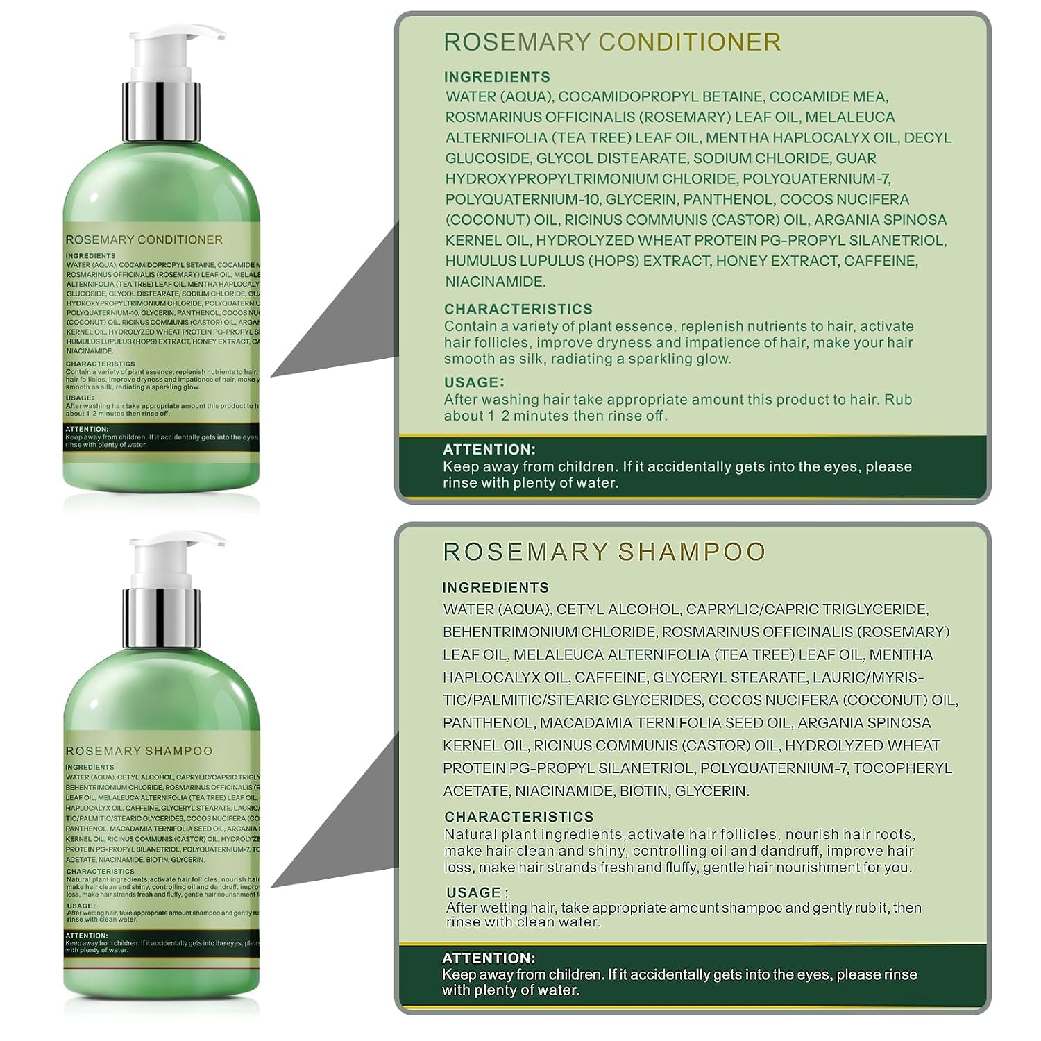 Rosemary Hair Growth Shampoo and Conditioner Set: Thickness & anti Hair Loss Shampoo and Conditioner with Tea Tree Oil Mint Biotin – Strengthening Formula for Men & Women, Thinning & Damaged Hair Care