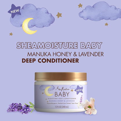 Sheamoisture Baby Deep Conditioner Manuka Honey & Lavender for Delicate Hair and Skin Nighttime Skin and Hair Care Regimen 12 Oz