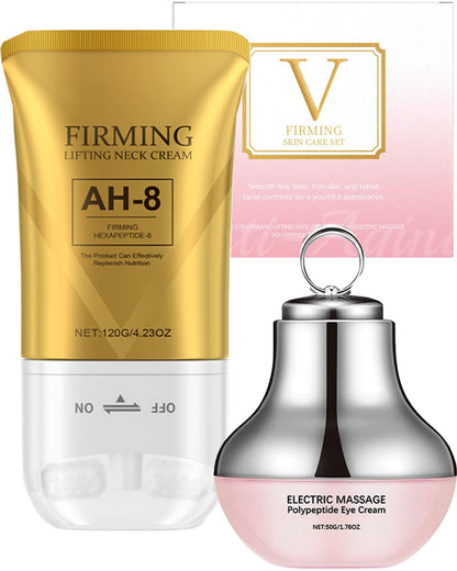 AH-8 Neck and Eye Cream Set with Electric Massage Tightening, Anti-Wrinkle Treatment with Red Light, Deep Moisturizer Bundle Care (Neck and Eye Cream)