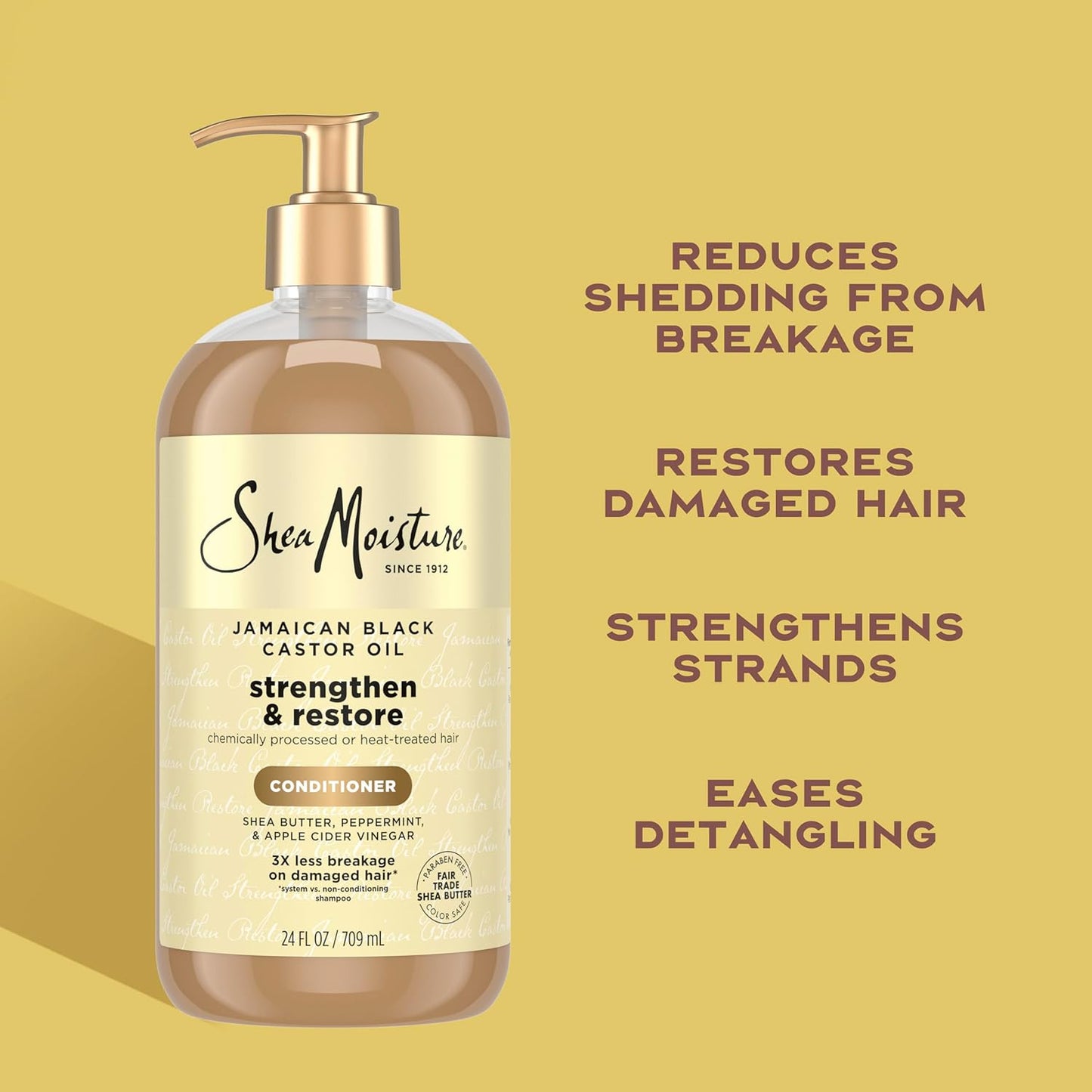 Shea Moisture Strengthen & Restore Conditioner Jamaican Black Castor Oil for Damaged Hair Paraben-Free 24 Fl Oz