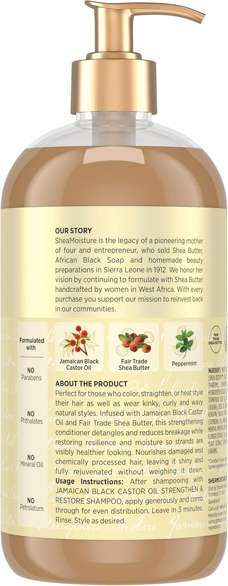 Shea Moisture Strengthen & Restore Conditioner Jamaican Black Castor Oil for Damaged Hair Paraben-Free 24 Fl Oz