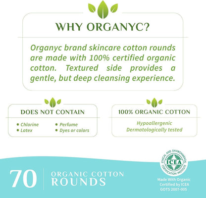 100% Organic Cotton Rounds - Biodegradable Cotton, Chemical Free, for Sensitive Skin (210Count) - Daily Cosmetics Beauty and Personal Care