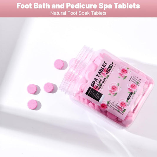 Spa Foot Bath Pedicure Tablets ,Pedicure Foot Spa Supplies,Natural & Refreshing, Relieve Fatigue, Quickly Dissolve & Remove Dead Skin, Rose Fragrance, 350-Count