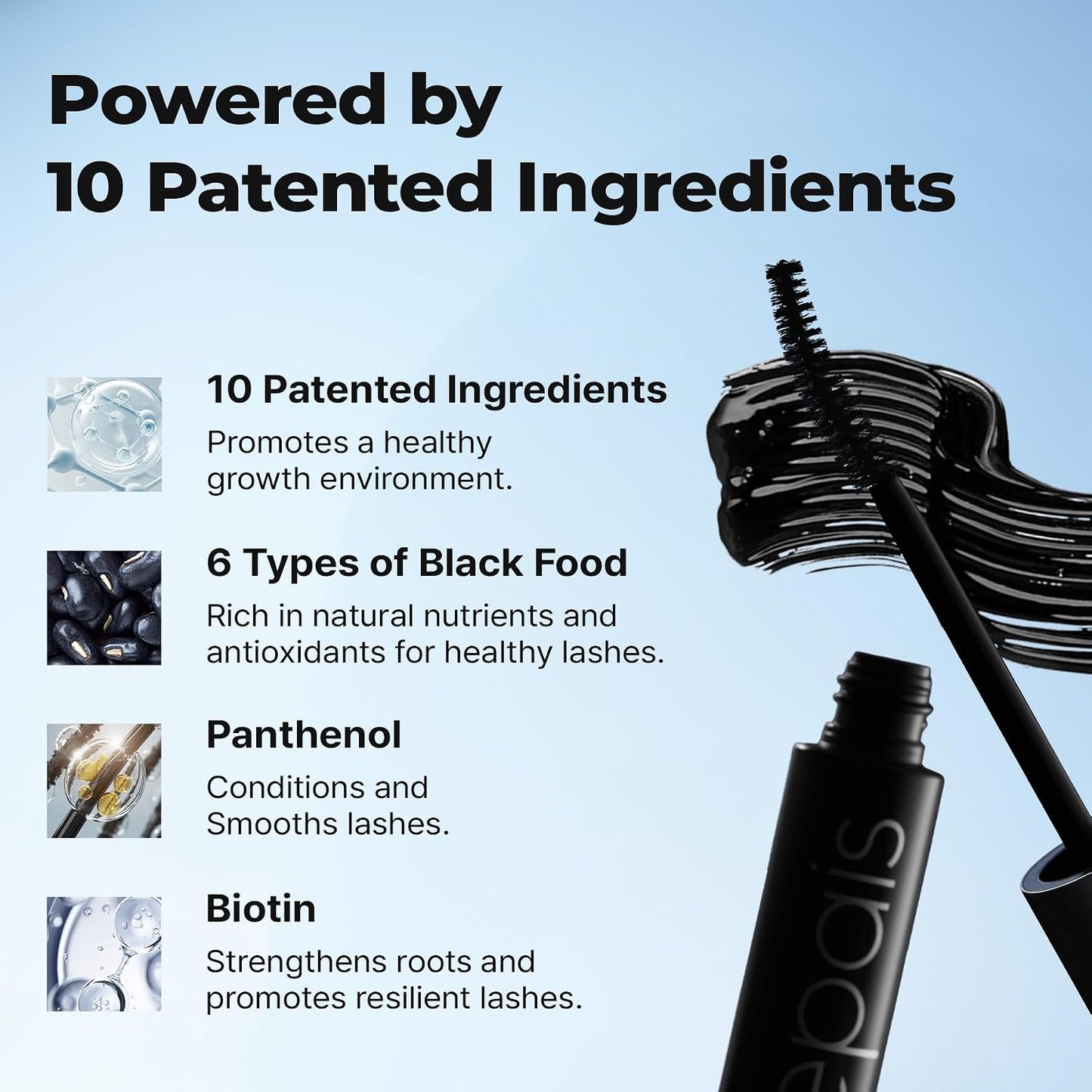 Eyelash Black Tinted Serum, 2-In-1 Lash Growth Enhancer and Tinting Treatment, 7 Peptides and Biotin Formula for Longer Thicker Lashes, Charcoal-Based Black Food Complex, Korean Lash Care