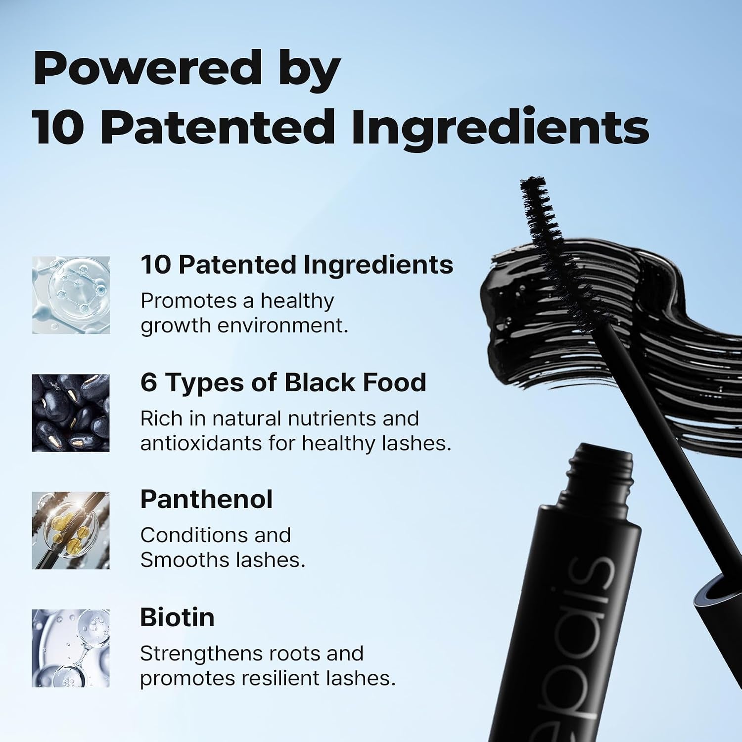 Eyelash Black Tinted Serum, 2-In-1 Lash Growth Enhancer and Tinting Treatment, 7 Peptides and Biotin Formula for Longer Thicker Lashes, Charcoal-Based Black Food Complex, Korean Lash Care