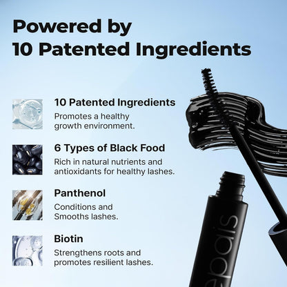 Eyelash Black Tinted Serum, 2-In-1 Lash Growth Enhancer and Tinting Treatment, 7 Peptides and Biotin Formula for Longer Thicker Lashes, Charcoal-Based Black Food Complex, Korean Lash Care