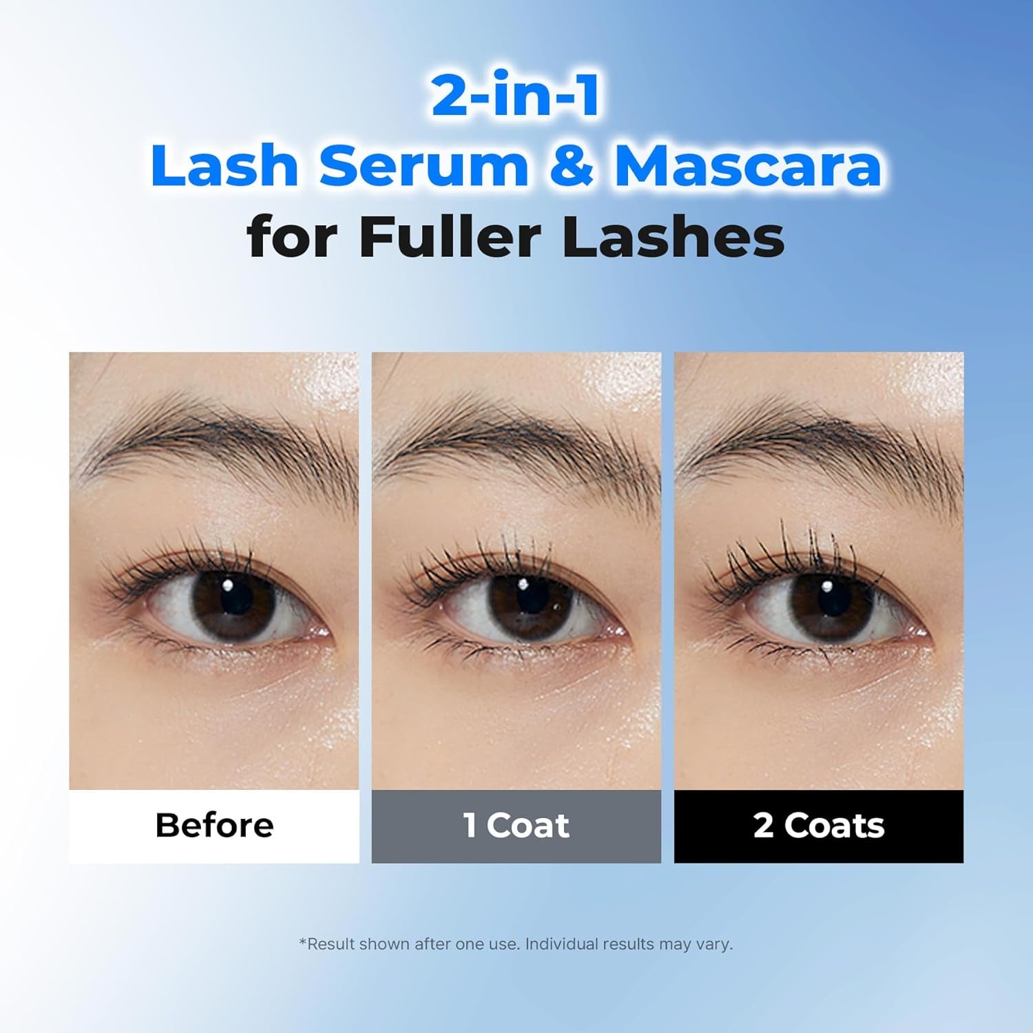 Eyelash Black Tinted Serum, 2-In-1 Lash Growth Enhancer and Tinting Treatment, 7 Peptides and Biotin Formula for Longer Thicker Lashes, Charcoal-Based Black Food Complex, Korean Lash Care