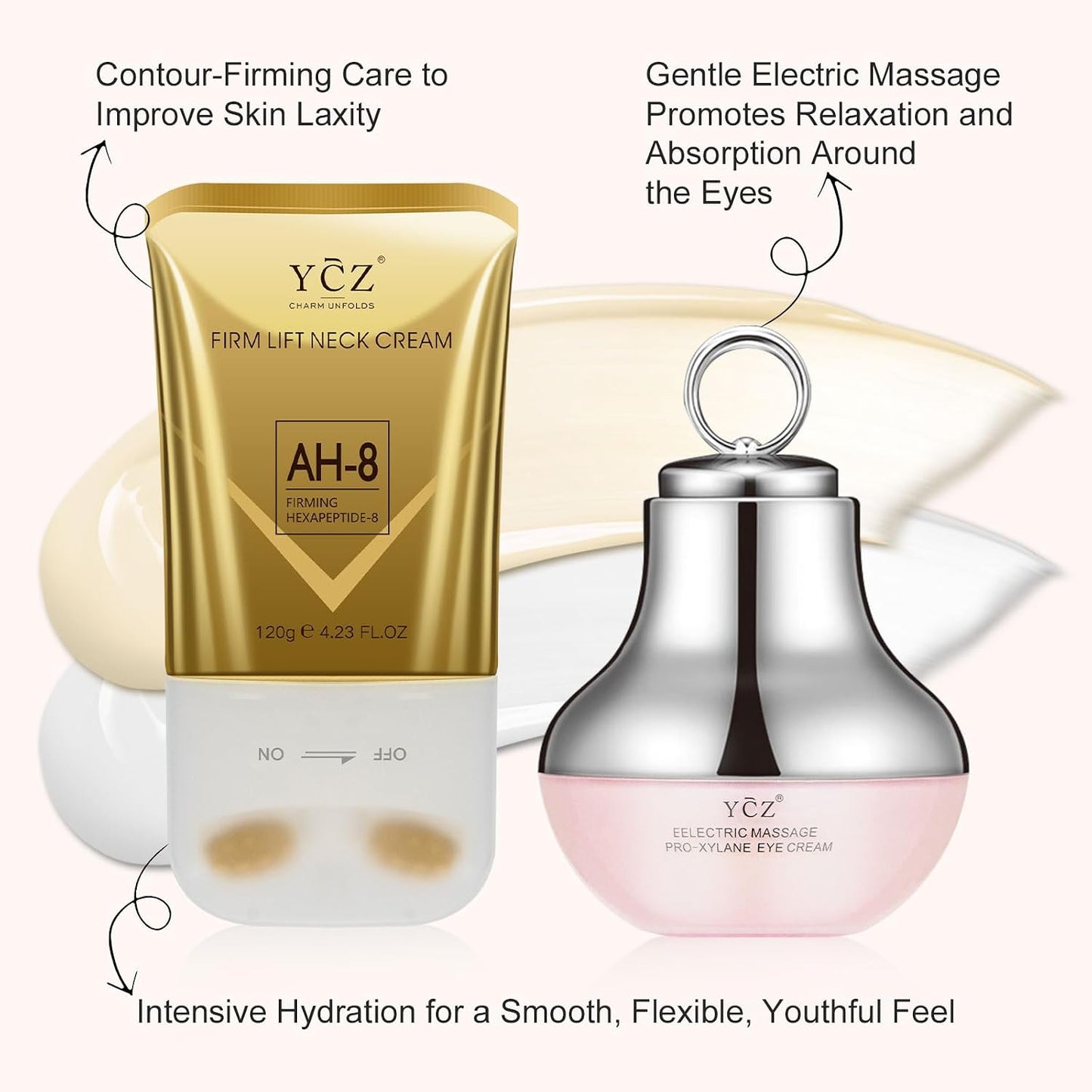 AH-8 Neck Firming Cream and Red-Glow Electric Eye Cream Set, 5.99 Fl Oz