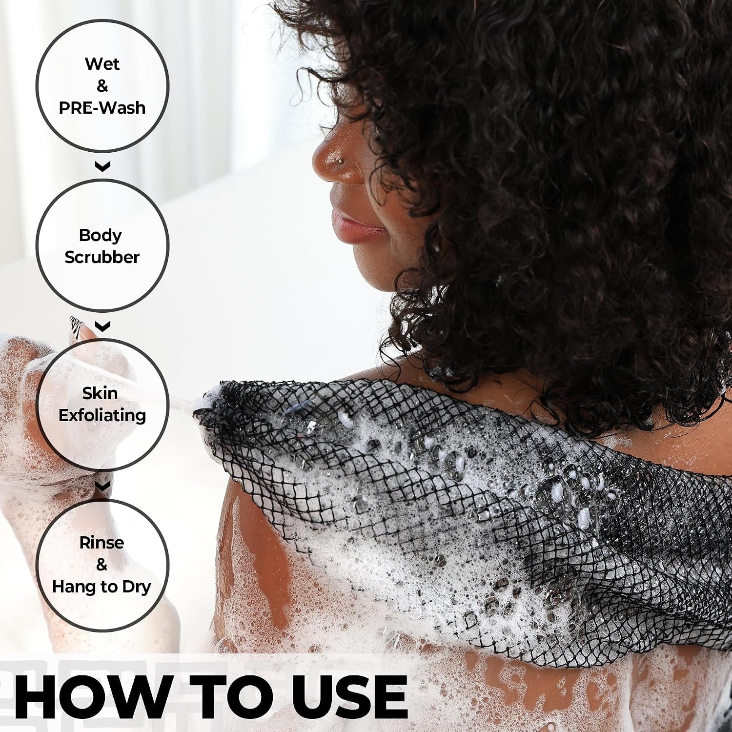 African Net Sponge Authentic - Exfoliating Back Scrub Bath Sponge with Knots - Afro Scrub Body Scrubber Exfoliator Washcloth - African Body Care Daily Use Shower Essentials