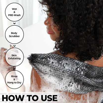 African Net Sponge Authentic - Exfoliating Back Scrub Bath Sponge with Knots - Afro Scrub Body Scrubber Exfoliator Washcloth - African Body Care Daily Use Shower Essentials
