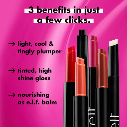 E.L.F. Pout Clout Lip Plumping Pen - Clear, 0.07 oz - Infused with Maracuja Oil for Sheer Shine and Moisture