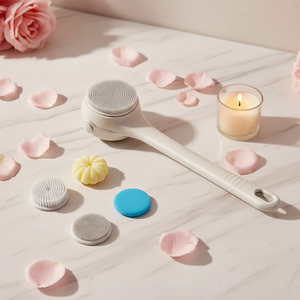 Electric Silicone Bath Brush with 4 Heads